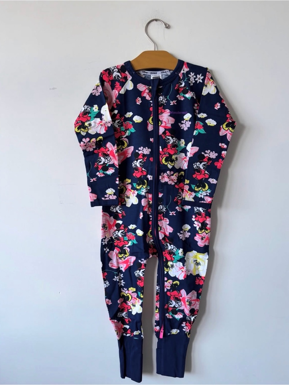 Bonds Minnie mouse Navy Floral Zip-Front Footed wonder suit new out of package